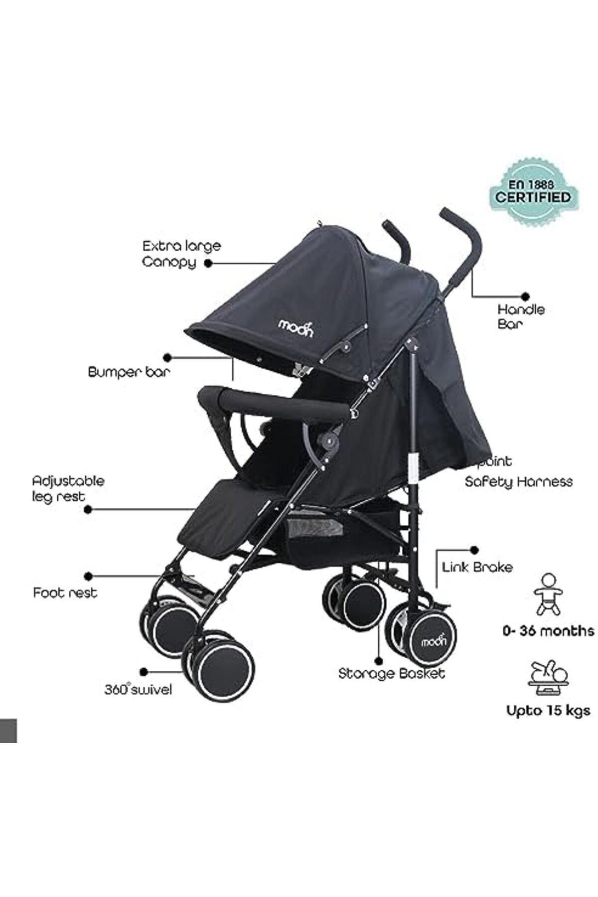 MOON Neo Plus Light Weight Travel Stroller,dark Grey