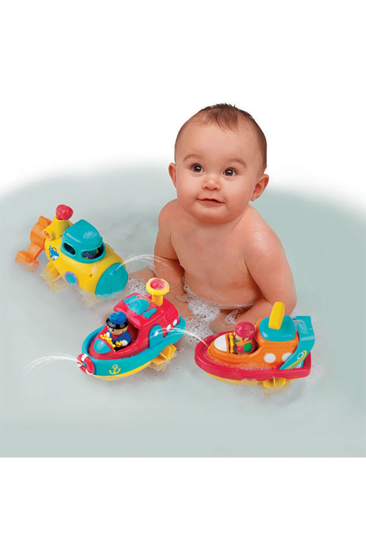 Little Learner 3-in-1 Bathtub Transport Toy Set | Floating Submarine, Squirting Boat, and Running Airplane | Includes Removable Figures