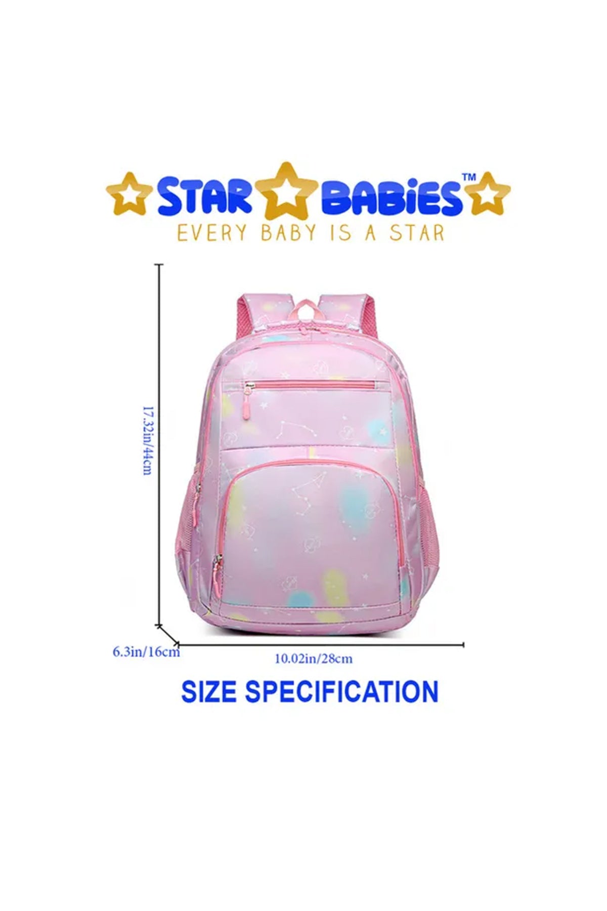 Star Babies - Custom Unique Fancy School Backpack - Rainbow Pink