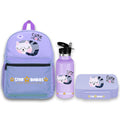 Star Babies 16-Inch  Cute Cat Themed Children's Backpack with Adjustable Shoulder Strap for Hiking Large with 500 ml Stainless Steel Water Bottle and Bento Lunch Box with 4 Compartments, Leak-Proof, Toddler-Friendly, 3 Years+, Pack of 3