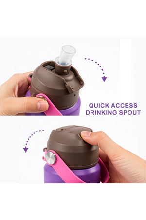 Cocobee-Insulated Stainless Steel Water Bottle, Leakproof, Odour Free, Soft Handle Grip, 500Ml, 3 Years+ – Purple