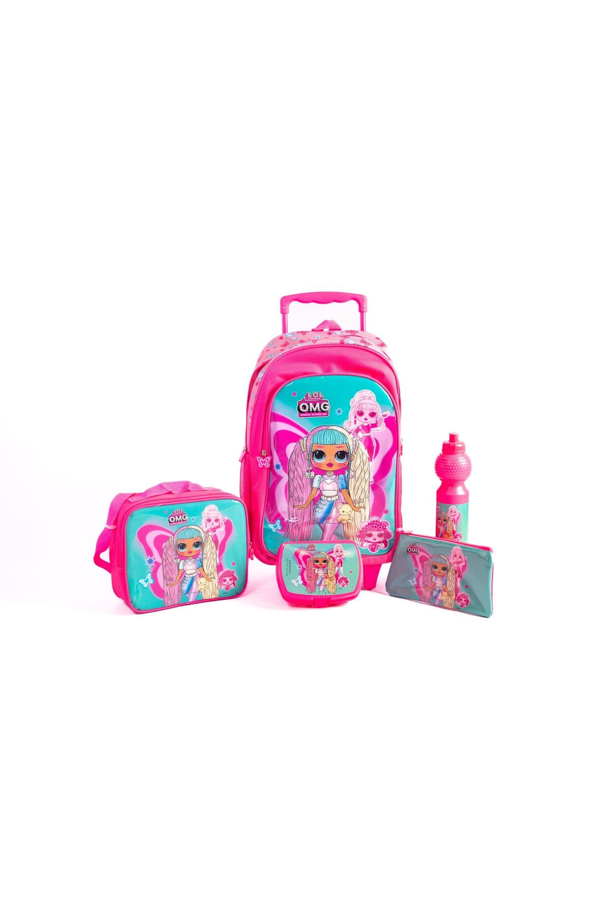 My Little Pony 5-In-1 School Set – 18" Trolley Bag, Lunch Bag, Pencil Case, Water Bottle & Lunch Box – Pink