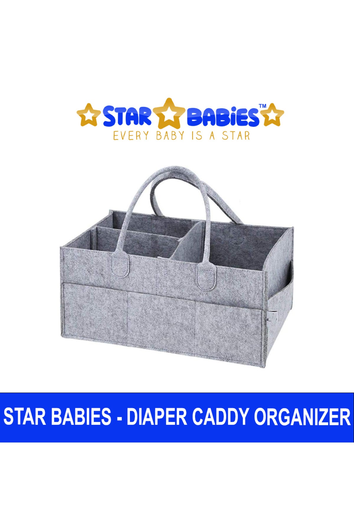 Star Babies Lightweight Diaper Caddy Organizer - Grey