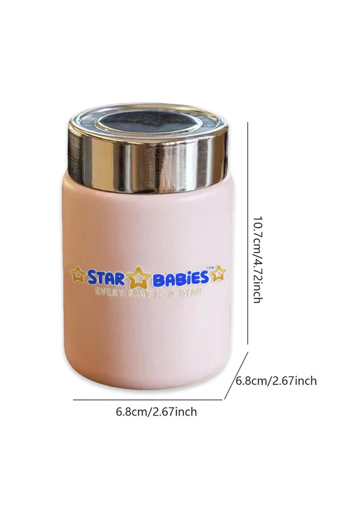 Star Babies Portable 230ml Double Wall Stainless Steel mini Vacuum Flask/ Cute Thermos Cup for Coffee Tea Water Pink.