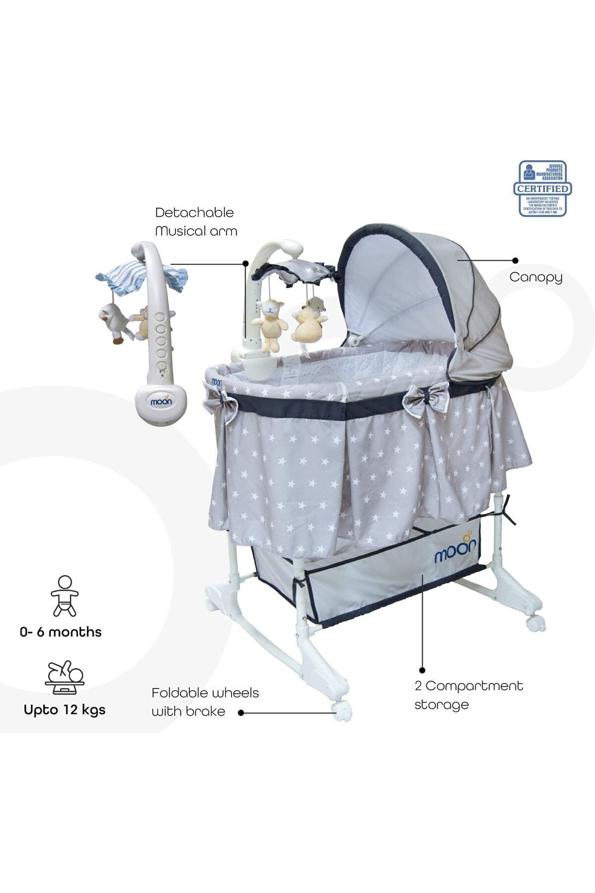 MOON Soffy - 4 in 1 convertible cradle -Dark Grey