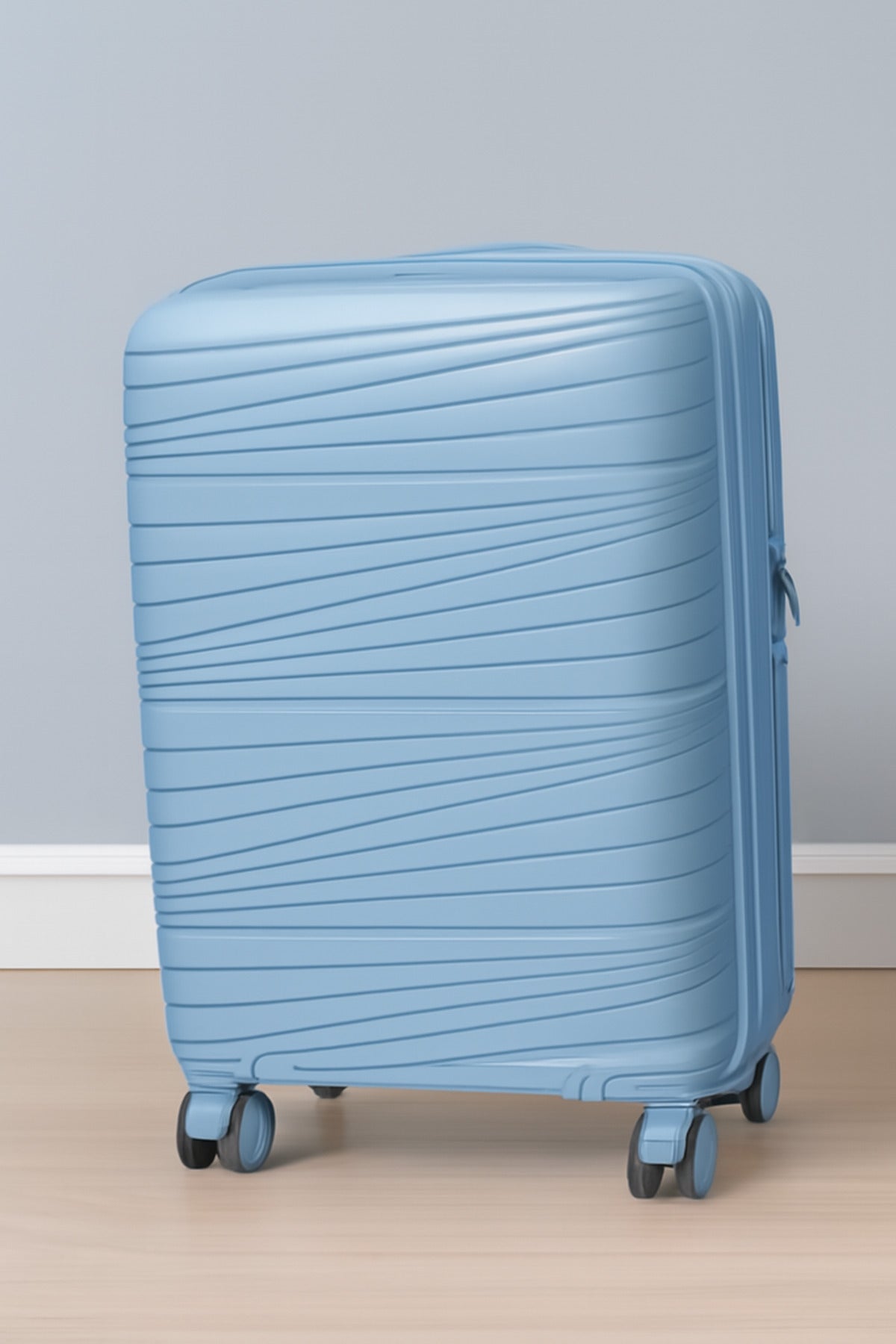 W.O.K 28" Lightweight Hard Shell Cabin Trolley – Polypropylene Luggage With Spinner Wheels & Number Lock – Blue