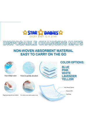Star Babies - Disposable Changing Mat - Pink - 100pcs With Changing Mat - Lavender - 20pcs
