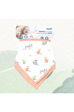 MOON Organic Muslin Bibs. ( PK -2) Forest & peach