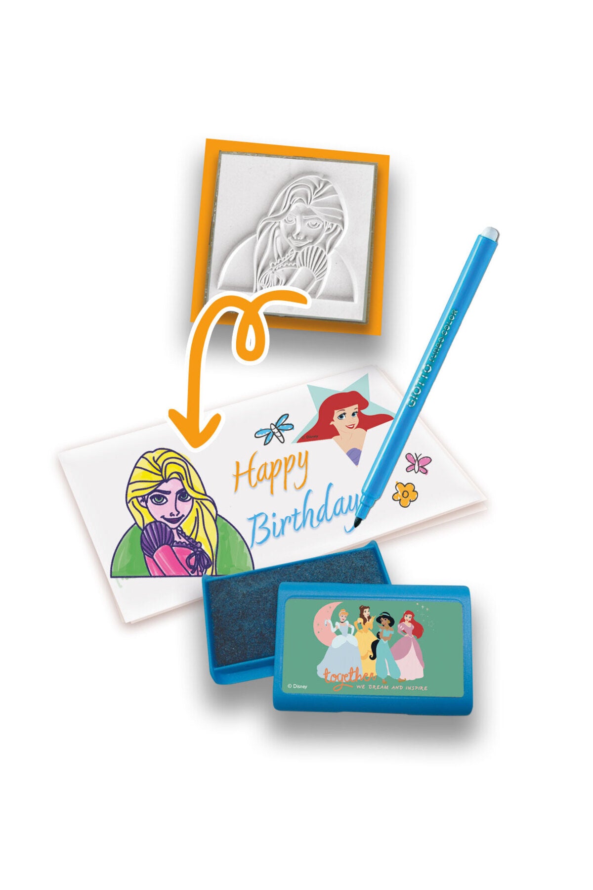 Disney Princess Card Maker Kit – 32 Stickers, 20 Greeting Cards, 10 Markers, 5 Stampers & Stamp Pad – Kids Arts & Crafts Gift Set