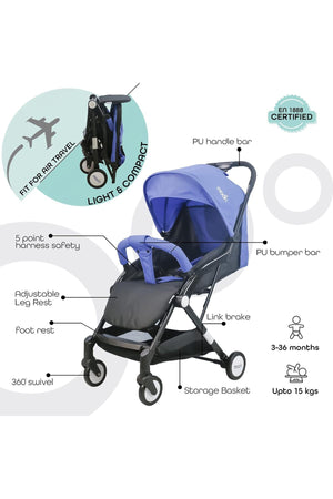 MOON Travel-Lite  - Cabin Stroller,Cyan Blue