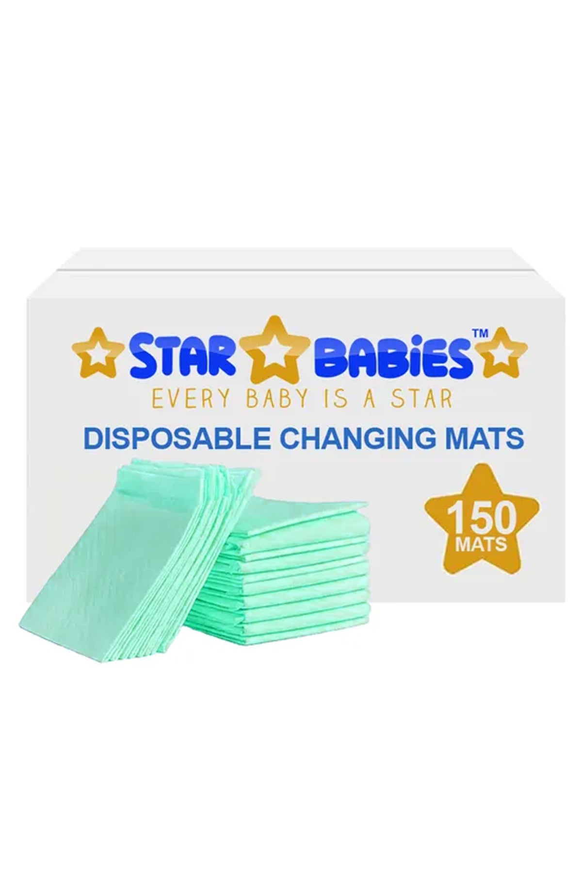 Star Babies  Disposable Changing Mats  60x60cm- Pack of 150 -Green