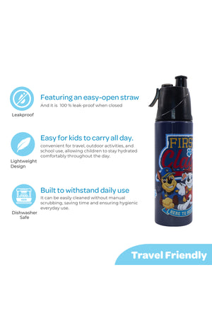 MOON Licensed Paw Patrol Kids Water Bottle with Mist Spray Nozzle Stainless Steel Bottle for Boys & Girls | School, Outdoor, Camping, Hiking | Spill-Proof Carry Loop | Ideal for Summers and Winters