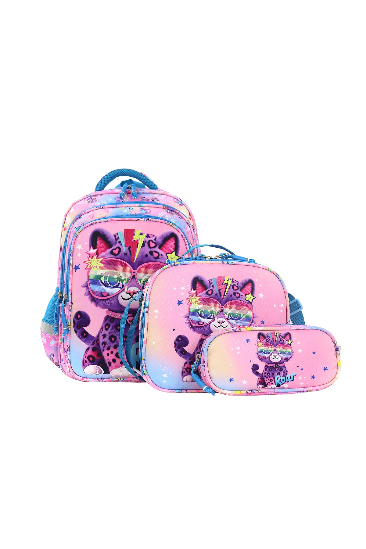 MOON  3 in 1 Kids Backpack  Set   - (16-Inch) Premium Kids School Bag with Lunch Bag & Pencil Case-Cat