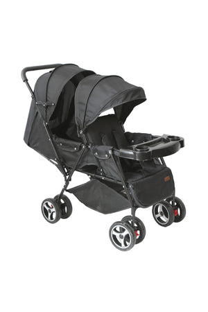 MOON Magnum Tandem Easy Fold Twin Travel Stroller,Black