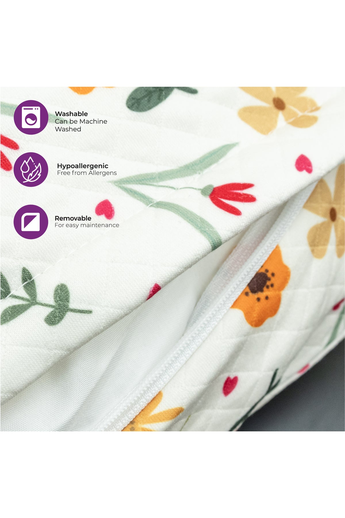 MOON Portable Nursing Breast Feeding Baby Support Pillow Cushion  With Washable Zippered Cover-Flowers