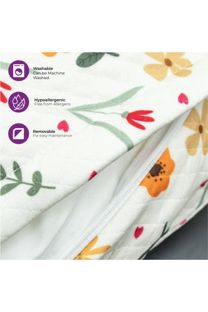 MOON Portable Nursing Breast Feeding Baby Support Pillow Cushion  With Washable Zippered Cover-Flowers
