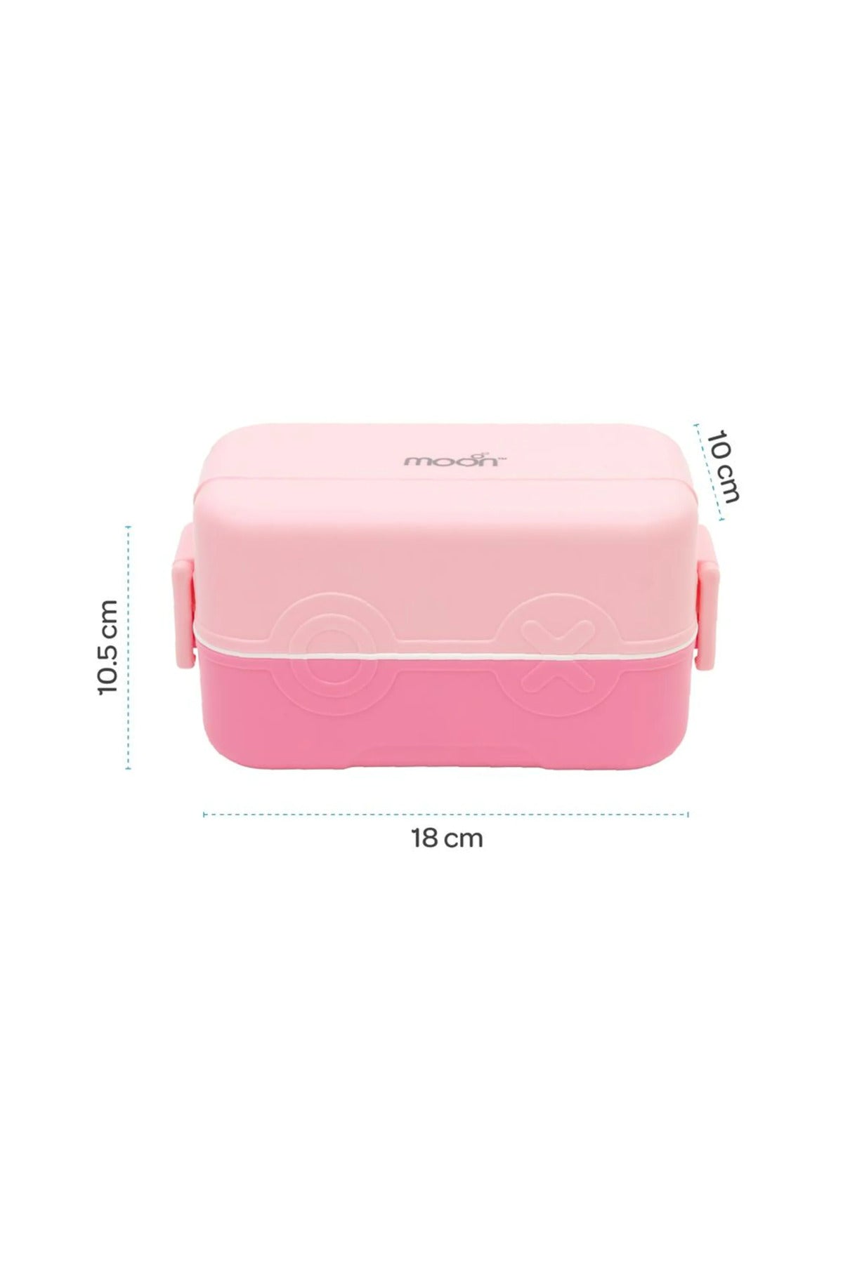 MOON Fiesta Kids Two-Tier Bento Lunch Box – BPA-Free, Leakproof, Stackable with Spoon & Seasoning Box  -Pink