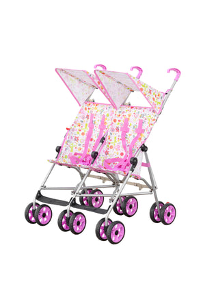 MOON Jet Plus  Twin Buggy Lightweight Travel strollers -Umbrella Fold- up to 30Kg,6m+ -Pink