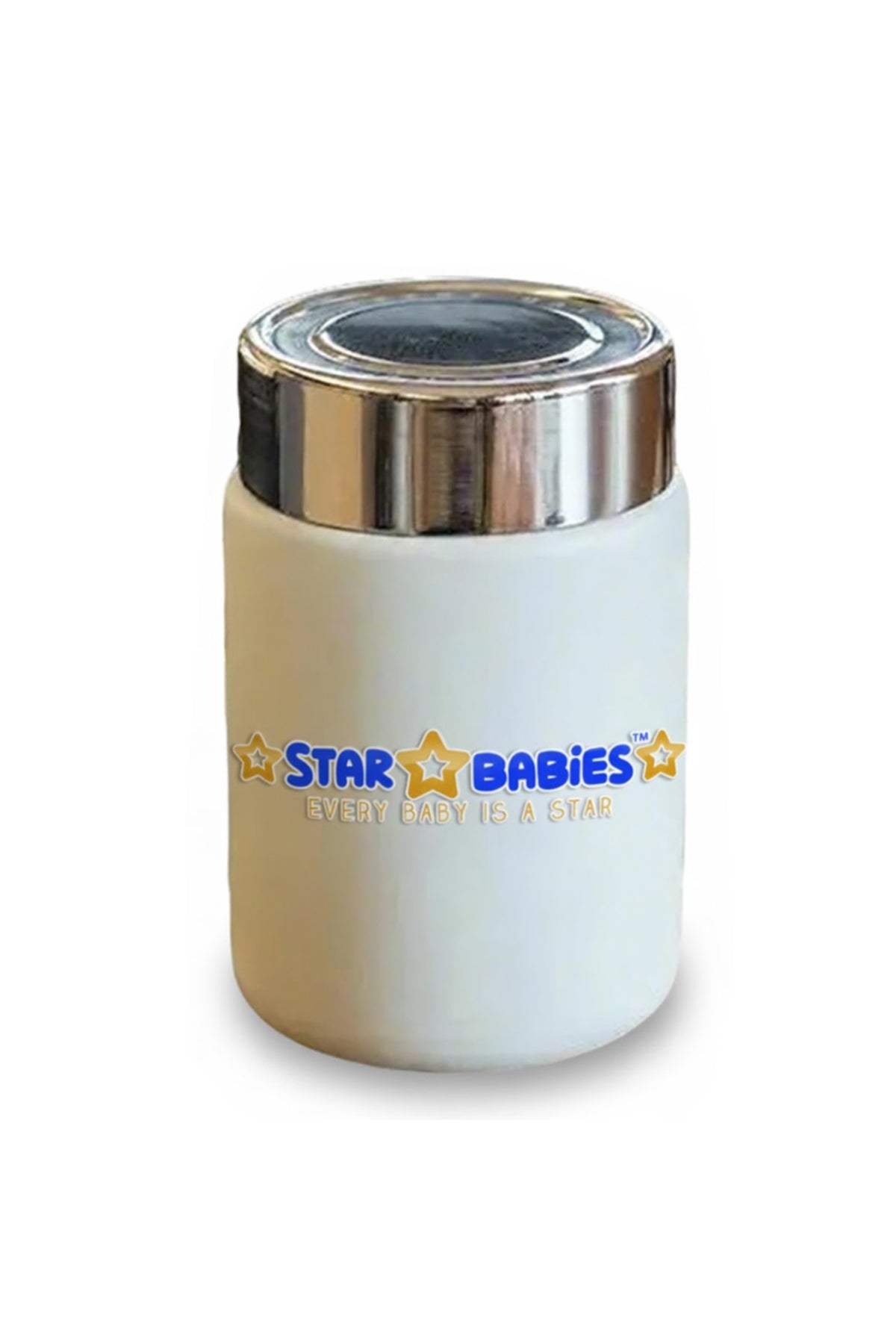 Star Babies Portable 230ml Double Wall Stainless Steel mini Vacuum Flask/ Cute Thermos Cup for Coffee Tea Water White.