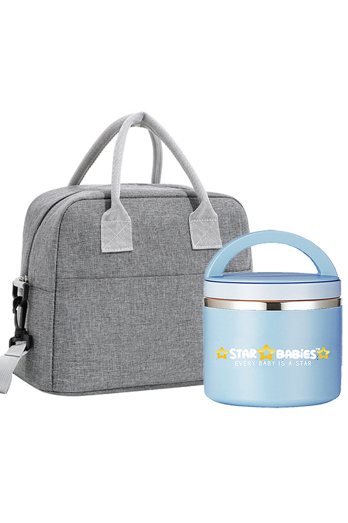 Star Babies Insulated Lunch Bag with Stainless Steel Food Jar- Blue