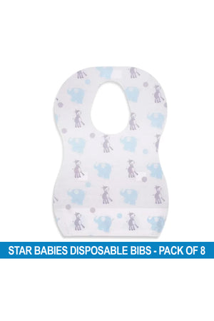 Star Babies Disposable Bibs Pack of 8-Elephant