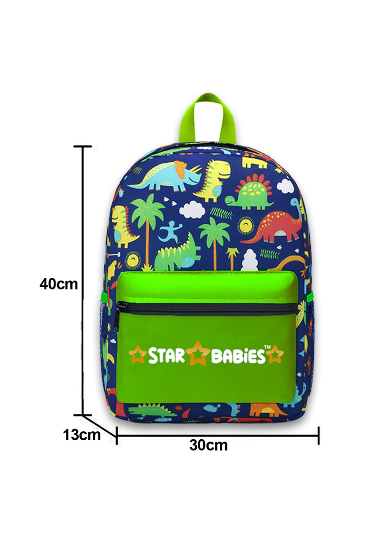 Star Babies Set of 4 – Jungle Green Theme 16" School Bag, 4-Compartment Lunch Box, Insulated Lunch Bag, 500ml Water Bottle