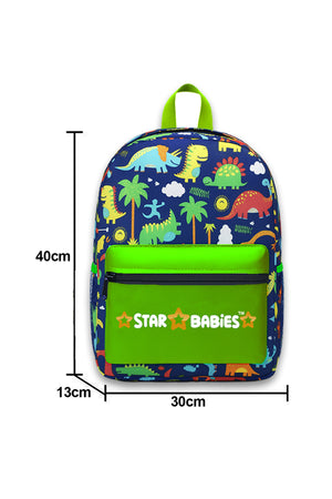 Star Babies Set of 4 – Jungle Green Theme 16" School Bag, 4-Compartment Lunch Box, Insulated Lunch Bag, 500ml Water Bottle