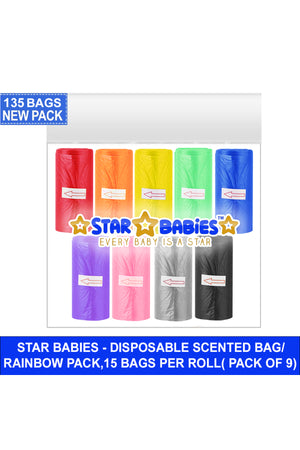Star Babies - Scented Nappy Bags Pack Of 9 - 135s - Rainbow Pack