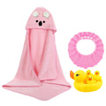 Star Babies - Microfiber Hooded Towel and Kids Shower Cap With Rubber duck 4pcs - Pink