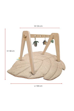 MOON Natures Nook Maple Leaf Shaped Baby Playmat with Wooden 'A' Frame Arch-Tummy Time for 6M+ Toddlers - Beige