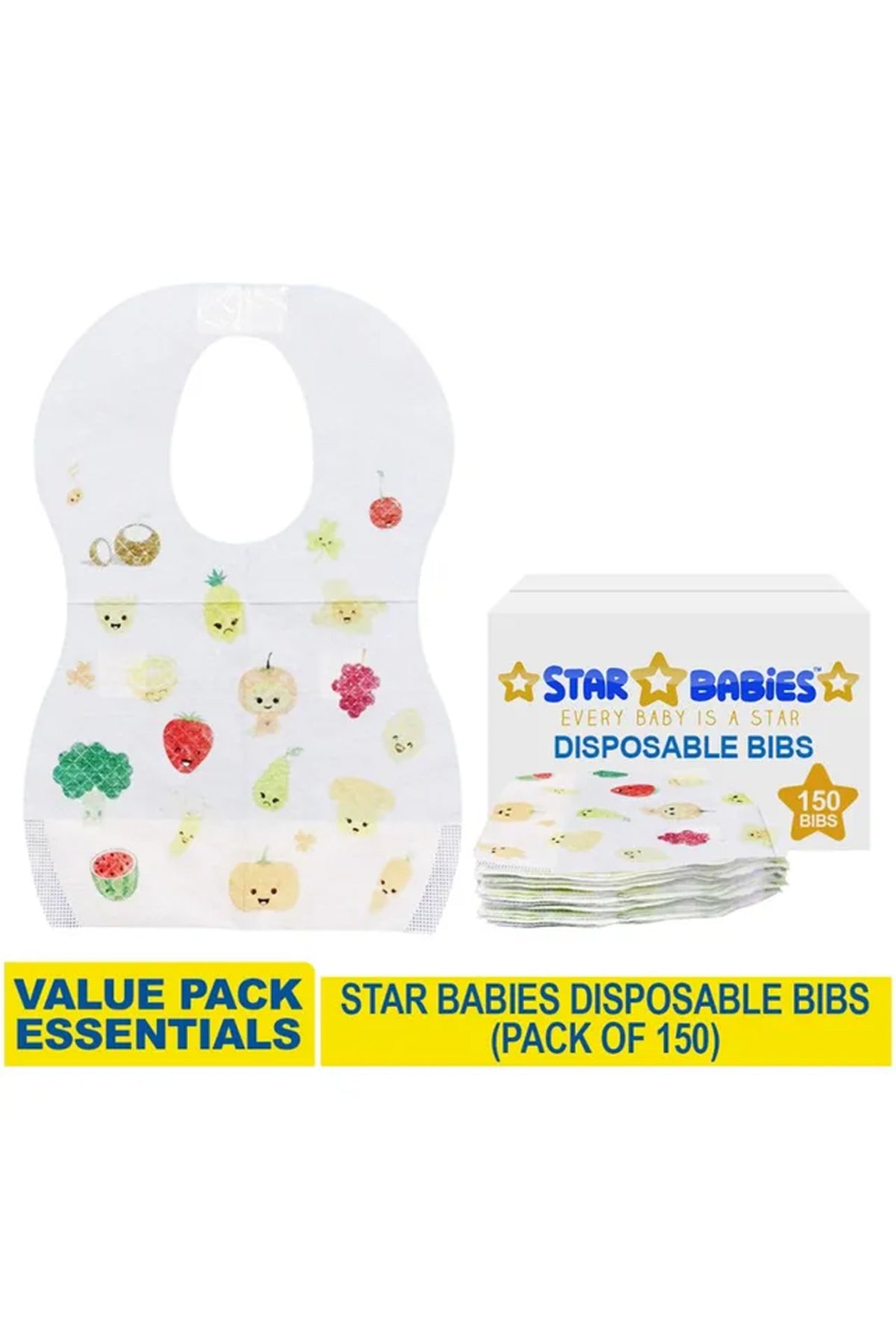 Star Babies Disposable Bibs - 150 Pieces
