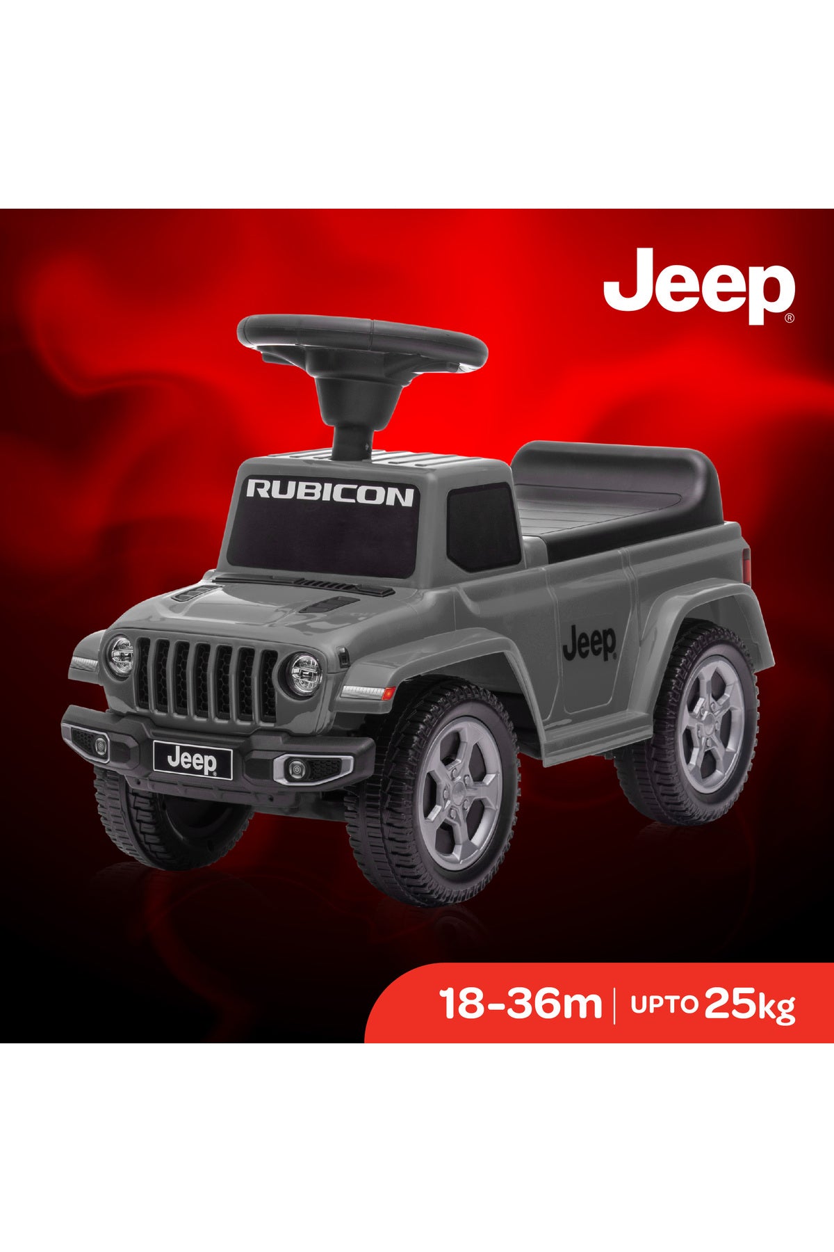 MOON Ride on Jeep Gladiator for Boys and Girls, 18-36 Months with Anti-Tipping Mechanism-Grey