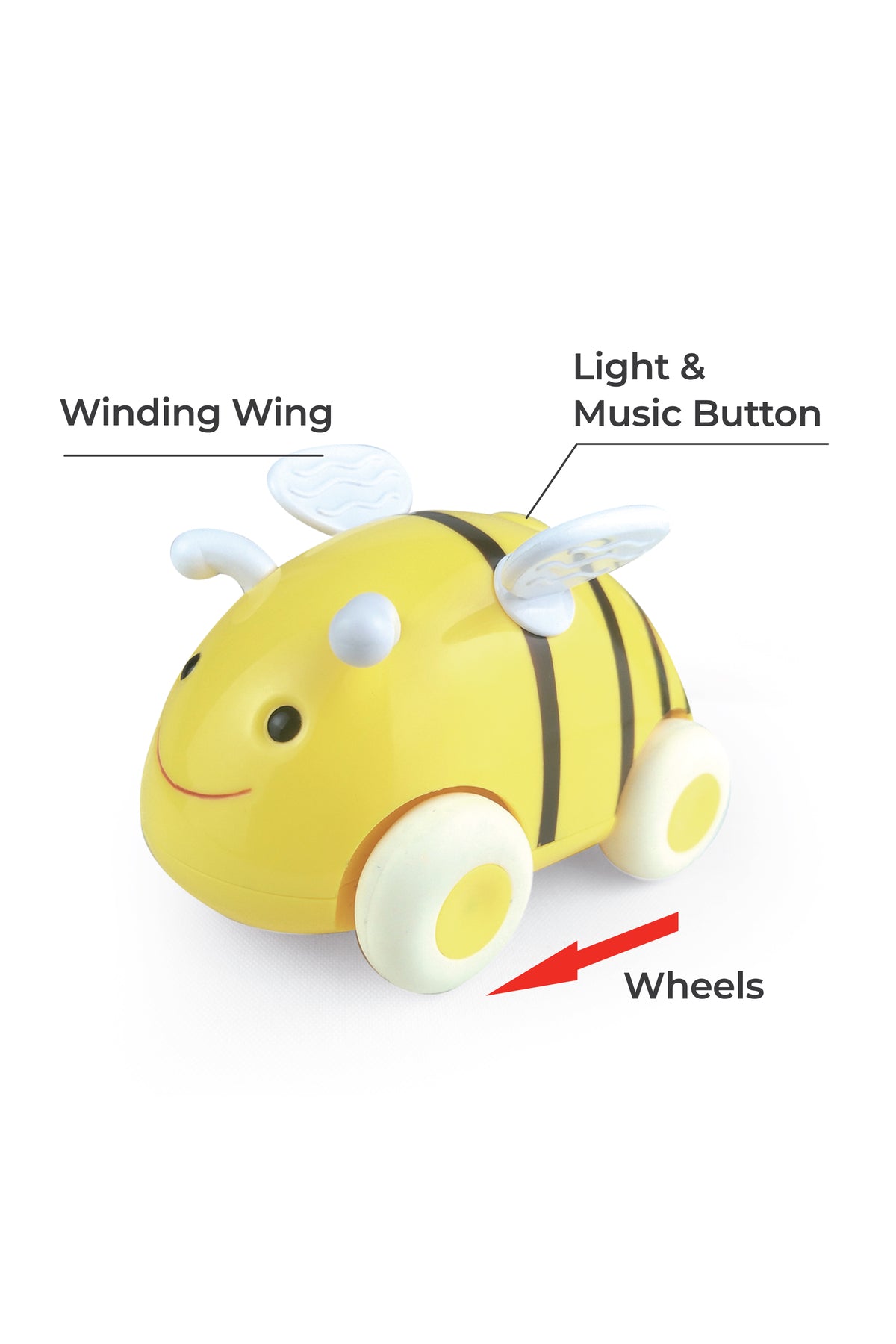 MOON Bumble Buzz Pull back toy with lights and music for 6M+ - Boys and Girls -Bee