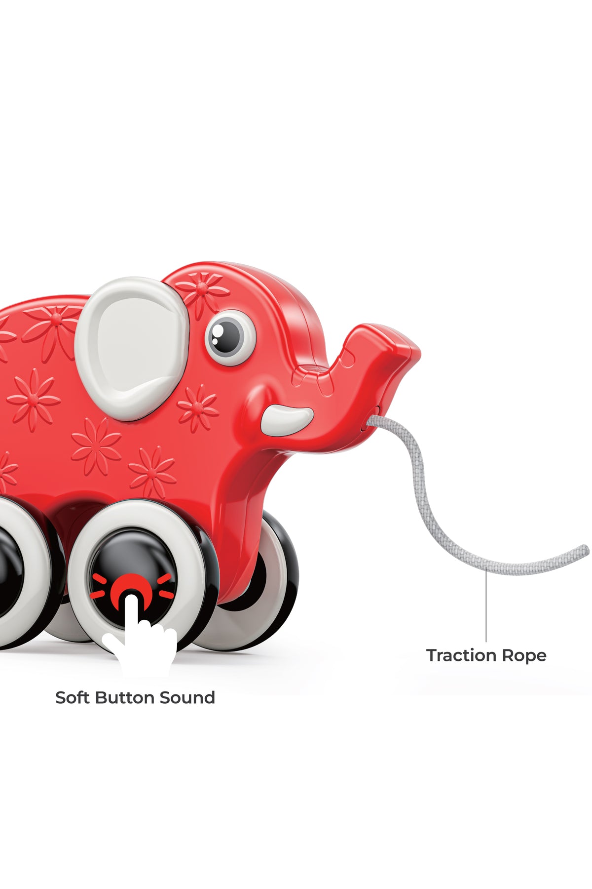 MOON Rolling Buddy Pull Along Toy Montessori Toys and Stacking Toys - Elephant