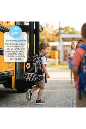 MOON  3 in 1 Kids Backpack  Set   - (16-Inch) Premium Kids School Bag with Lunch Bag & Pencil Case-Football