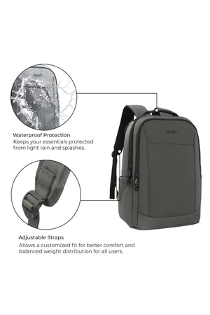 MOON School Backpack, Lightweight Backpack with Laptop Compartment-  Grey