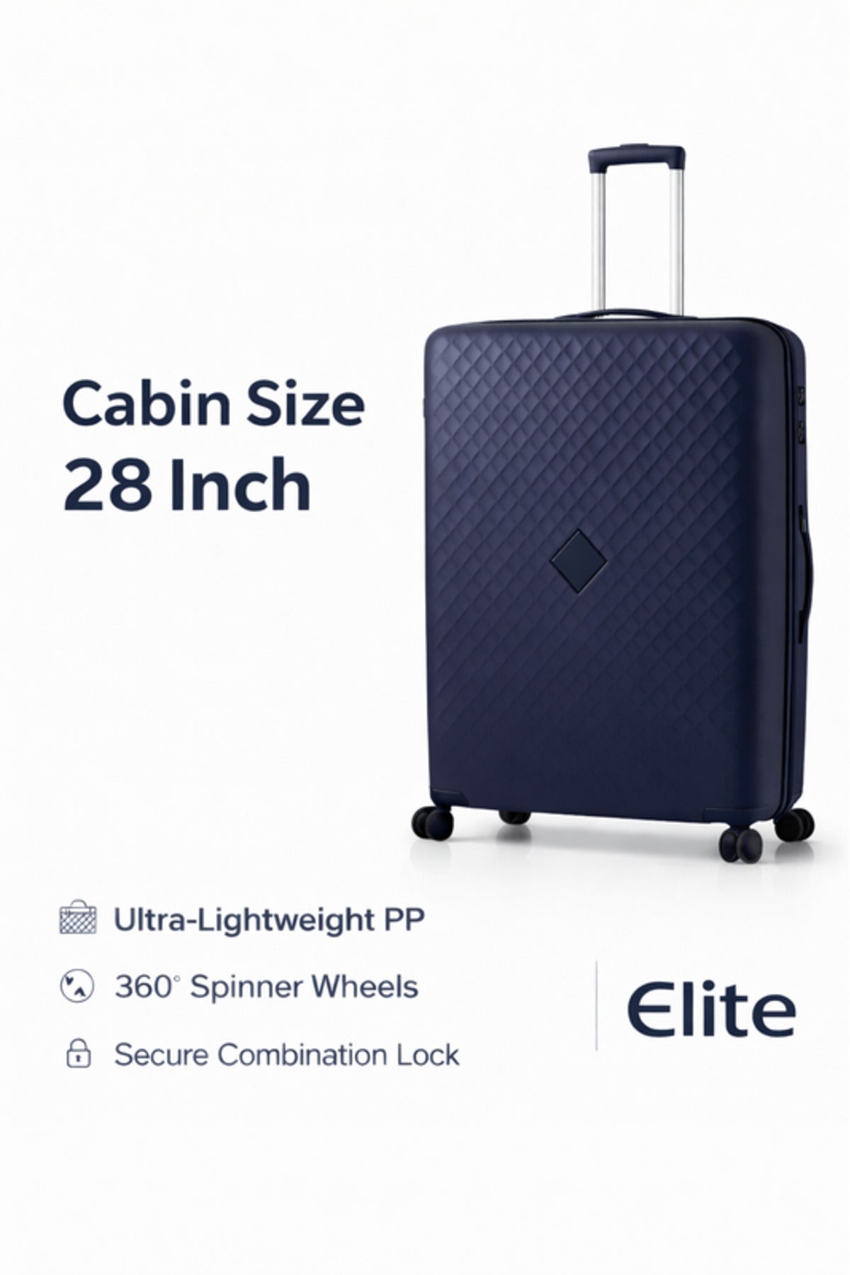 ELITE- Premium Hard-Shell Luggage 28 inch – Lightweight Spinner Suitcase – Dark Blue