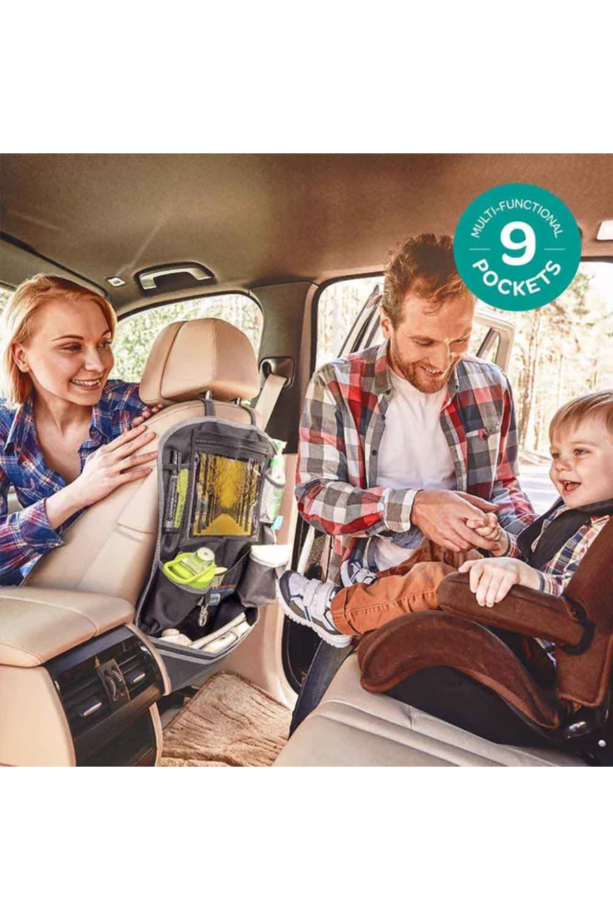 MOON Baby Back Seat Organizer –Waterproof Surface-Universal Fit-9 Multi-functional Pockets-Black Twill