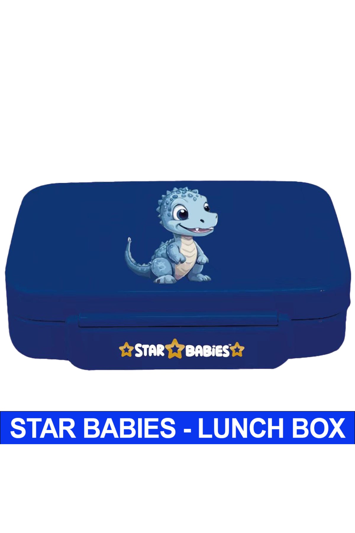 Star Babies Dino Theme Bento Lunch Box with 4 Compartments, BPA Free, Leak-Proof, Toddler-Friendly, 3 Years+ size 22*16.5*4.85cm, Microwave Safe, Easy to clean, Keep Fresh - Navy Blue