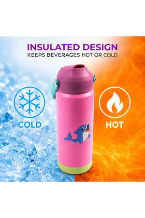 Cocobee-Insulated Stainless Steel Water Bottle, Leakproof, Soft Handle Grip, Odour Free, 500Ml, 3 Years+ – Pink