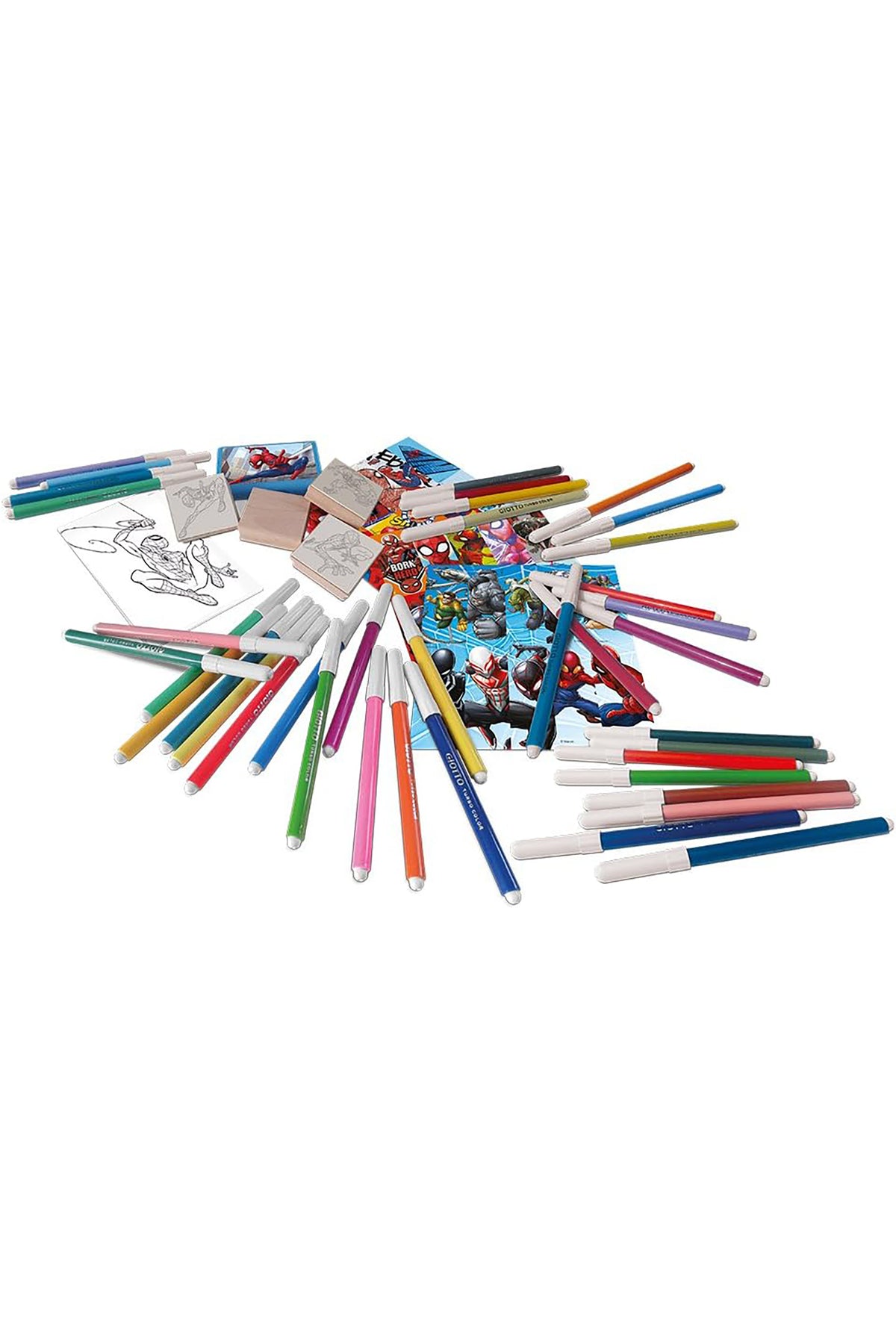 Marvel Spidey and Friends Mega Art Set – 86x54cm Case with 60 Felt Tip Pens, 10 Pencil Crayons, 10 Wax Crayons, 6 Stamps, Ink Pad, Coloring Book, Notebook & 30 Stickers