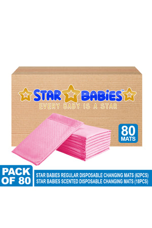 Star Babies - Disposable Changing Mats Pack of 80 - Pink