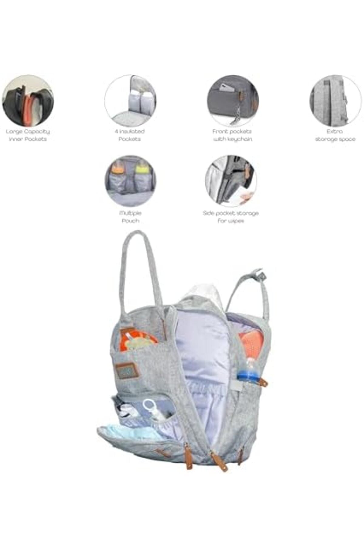 MOON NUTRA Diaper Backpack - Grey Melange