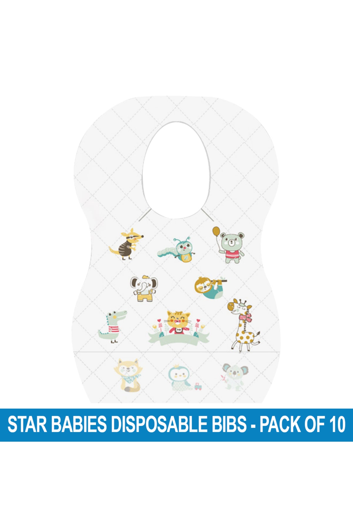 Star Babies - Disposable Bibs - Pack of 10 - Animal Print