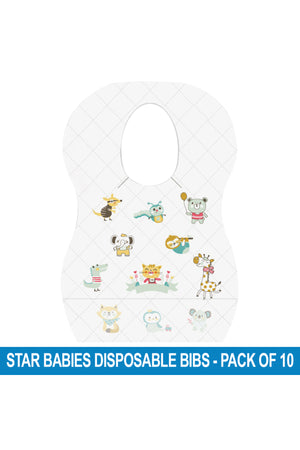 Star Babies - Disposable Bibs - Pack of 10 - Animal Print