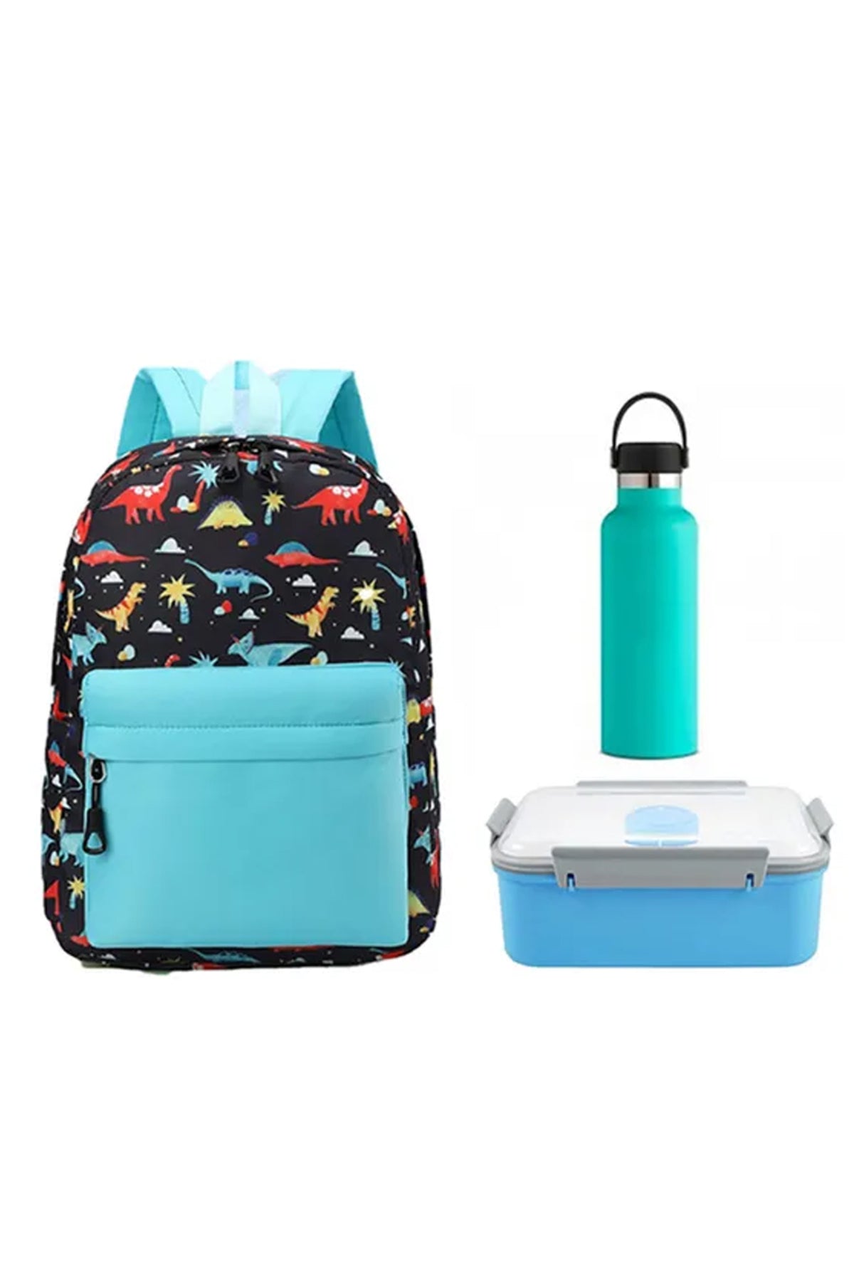 Star Babies - School Backpack With Eco Friendly - BPA Free Lunch Box, Stainless Steel Water Bottle 600ml - Blue