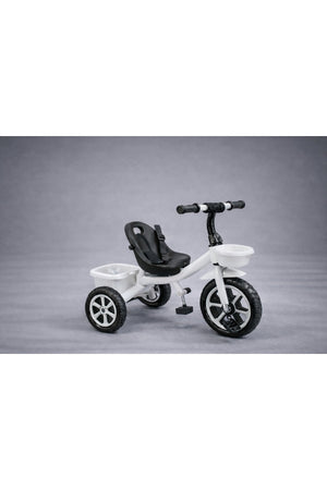 StarMarz Toddler 3-Wheel Tricycle Ride-On Toy with Safety Seat, Cup Holder & Rear Storage Basket - White