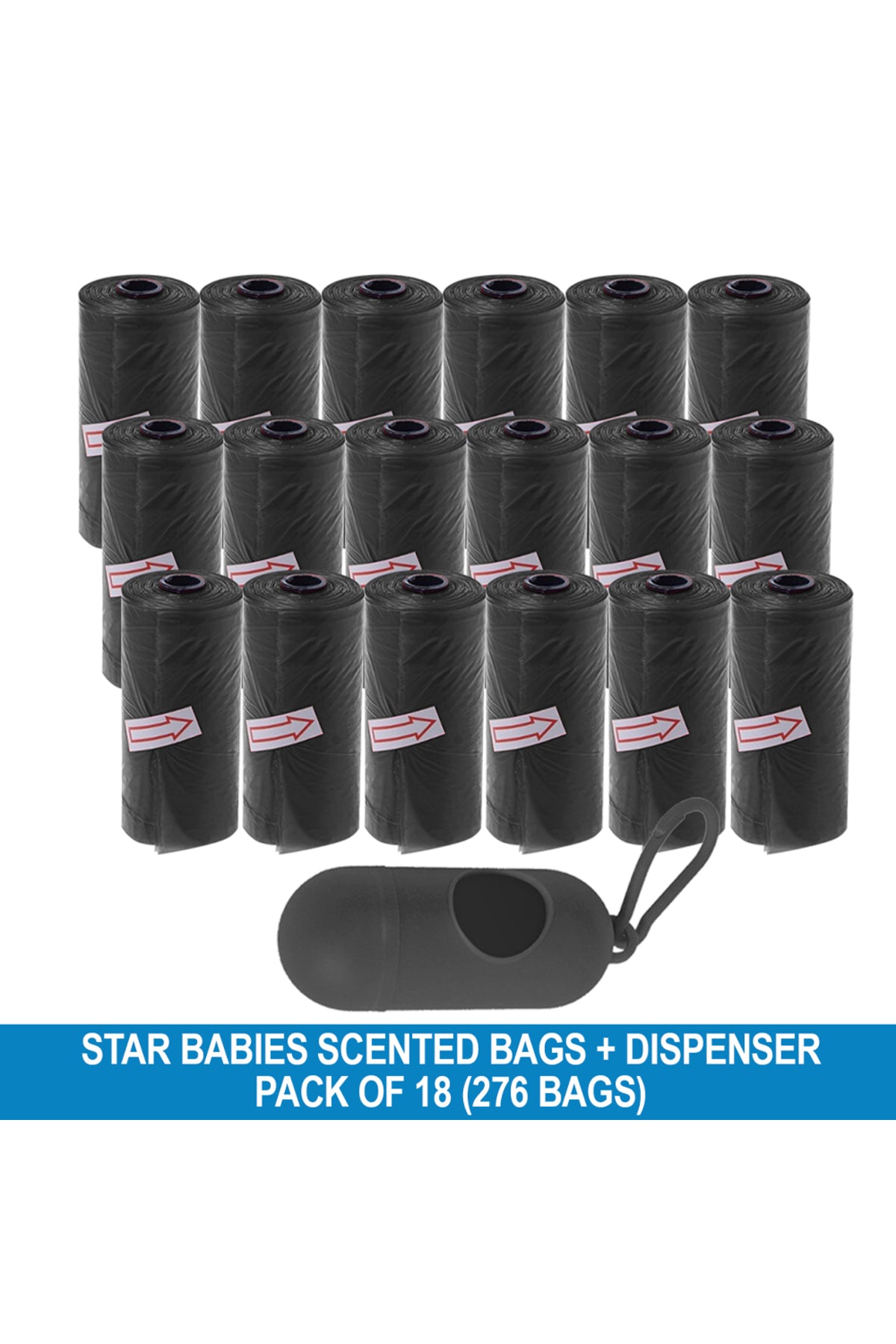 Star Babies - Disposable Scented Nappy Bag With Dispenser - Black - Pack of 18 - 276pcs