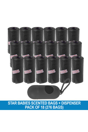 Star Babies - Disposable Scented Nappy Bag With Dispenser - Black - Pack of 18 - 276pcs