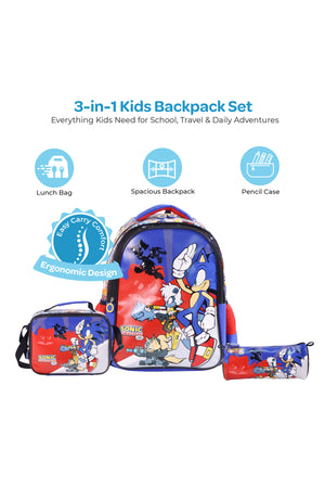 MOON Licensed Top Gun  3 in 1 Kids Backpack Set   - (17-Inch) Premium Kids School Bag with Lunch Bag & Pencil Case-Black